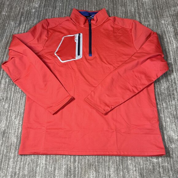 RLX Ralph Lauren Golf Quarter Zip Pullover Mens Large Red Wicking Tech Pocket